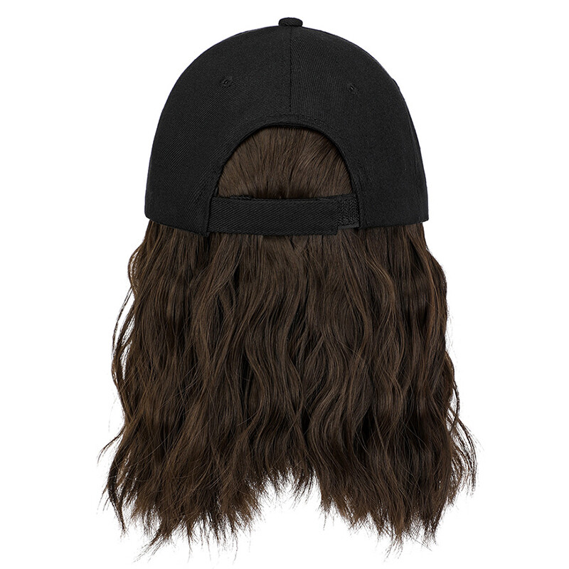 Women Adjustable Baseball Cap Hat Wig Hairpiece with Short Curly Hair Casual Hat