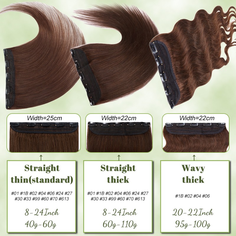 CLEARANCE Clip in on One Piece Real Remy Human Hair Extensions Full Head Thick