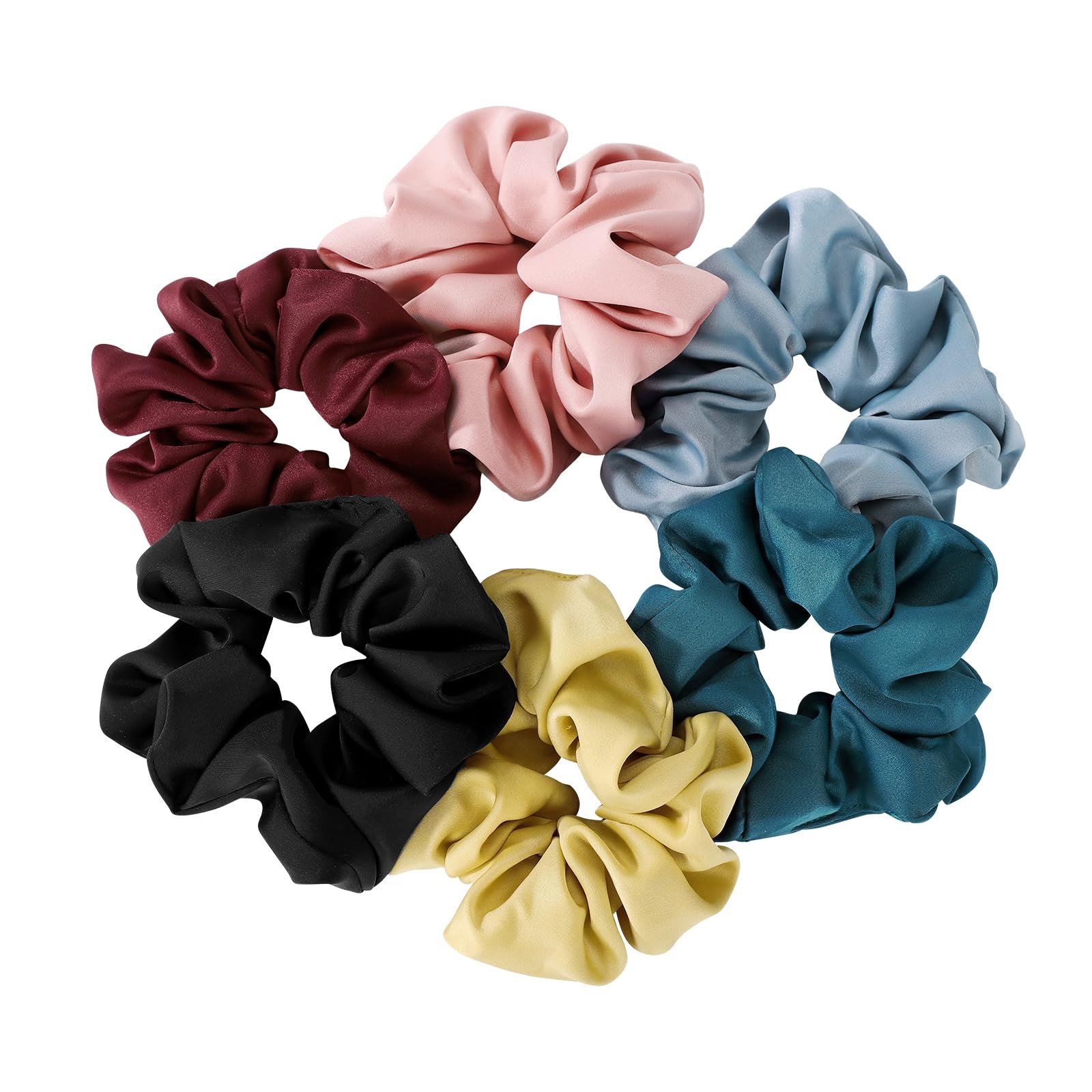 6 Pieces Satin Silk Scrunchies for Hair, Women Girls Hair Elastic Bands Ponytail