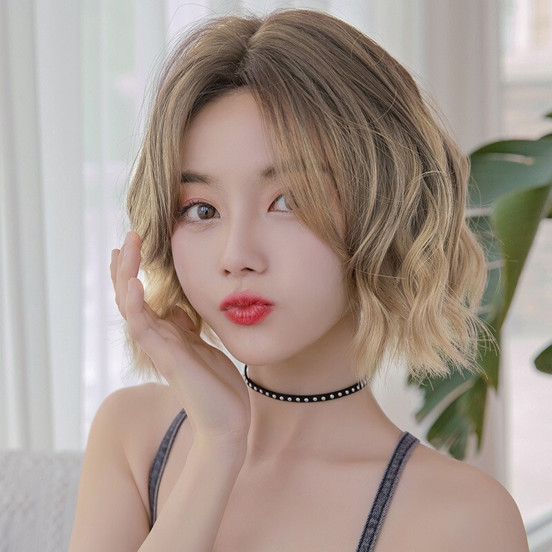 1 Set Medium Short Lace Wavy Heat Resistant Curly Wigs Hairs Lady Fashion Daily