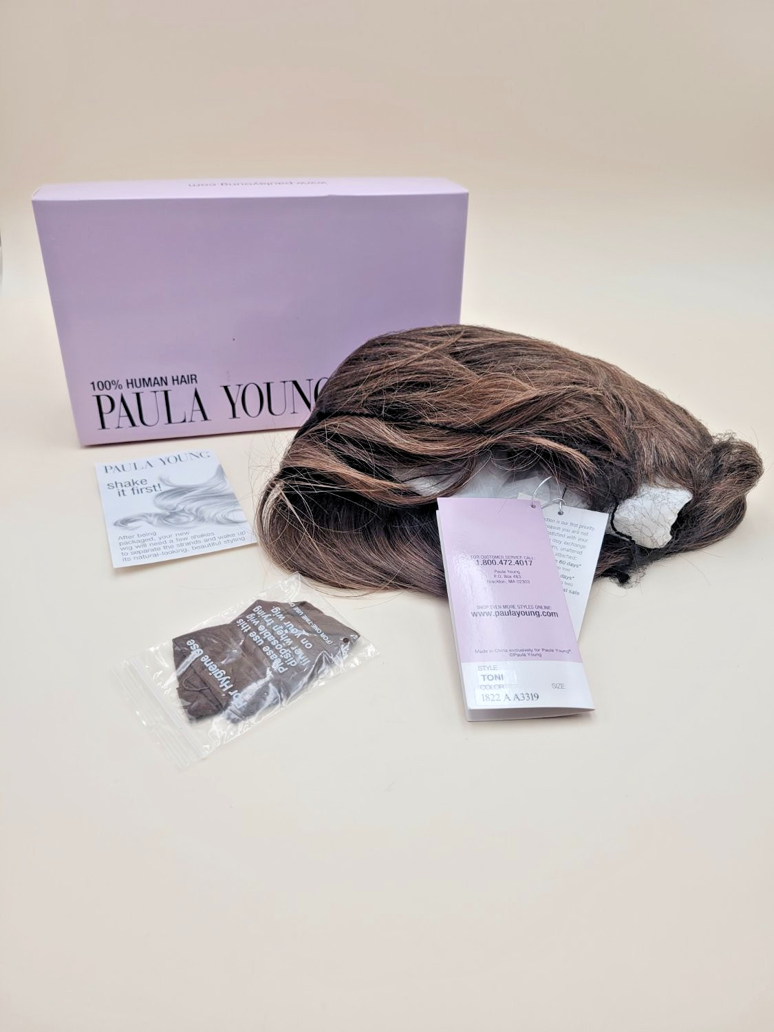 Paula Young Toni 100% Human Hair Wig Color 1822 A Brown Highlights Average Cib