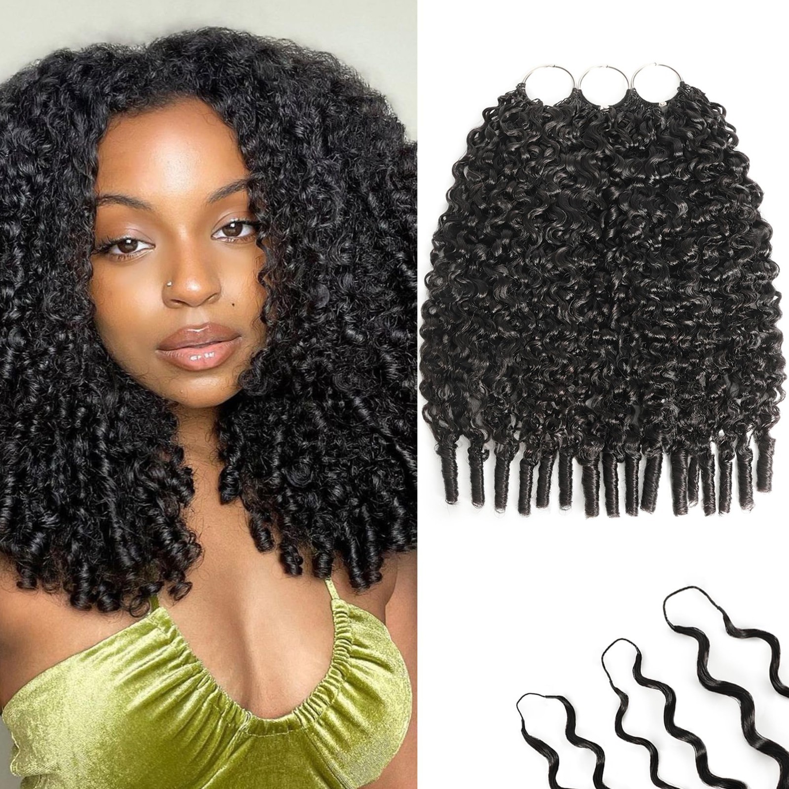 16″ Burmese Curly Crochet Hair Extensions for Black Women – 180g Pre-Separated B