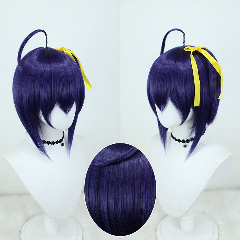 Women’s Wigs Ladies Blue Purple Short Straight Hair Synthetic Wig+Wig Cap