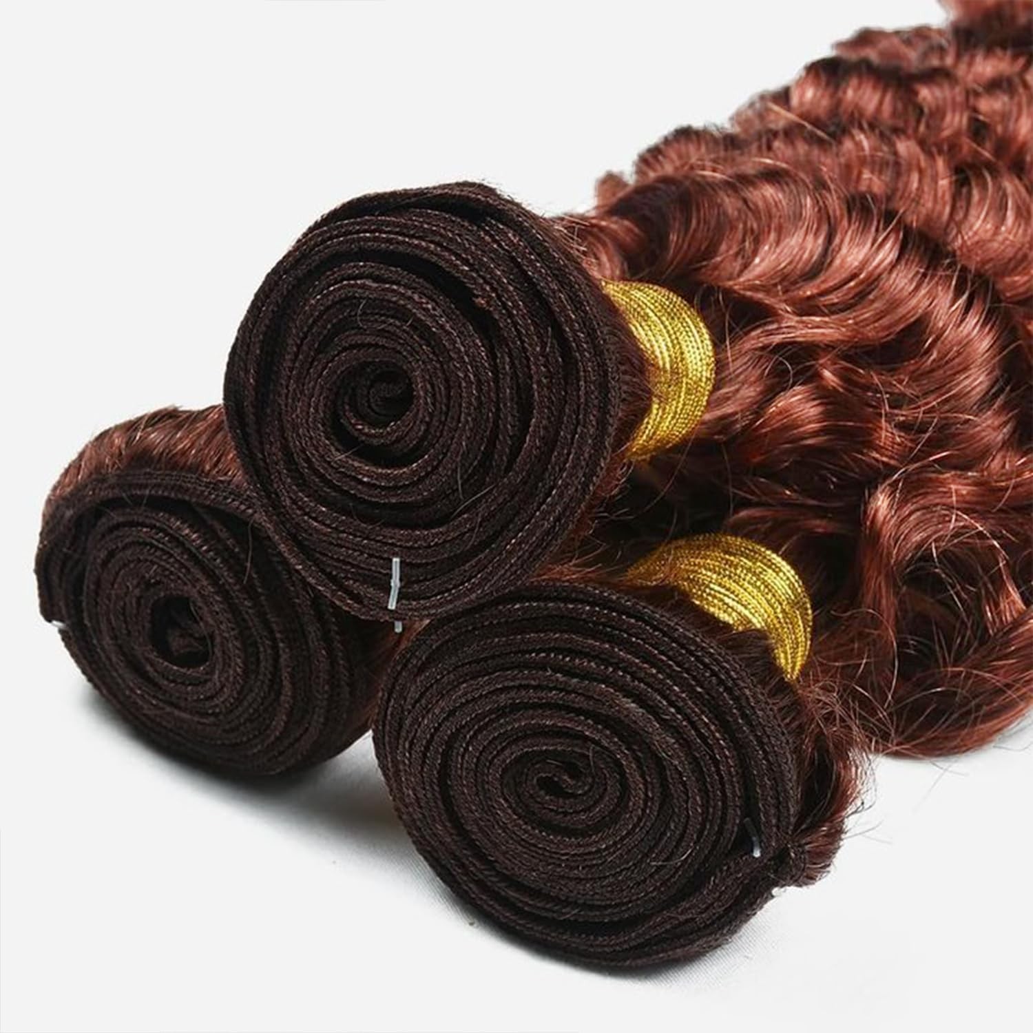 Giginger Brazilian Human Hair Bundles 26 28 30 Inch Reddish Brown Deep Wave