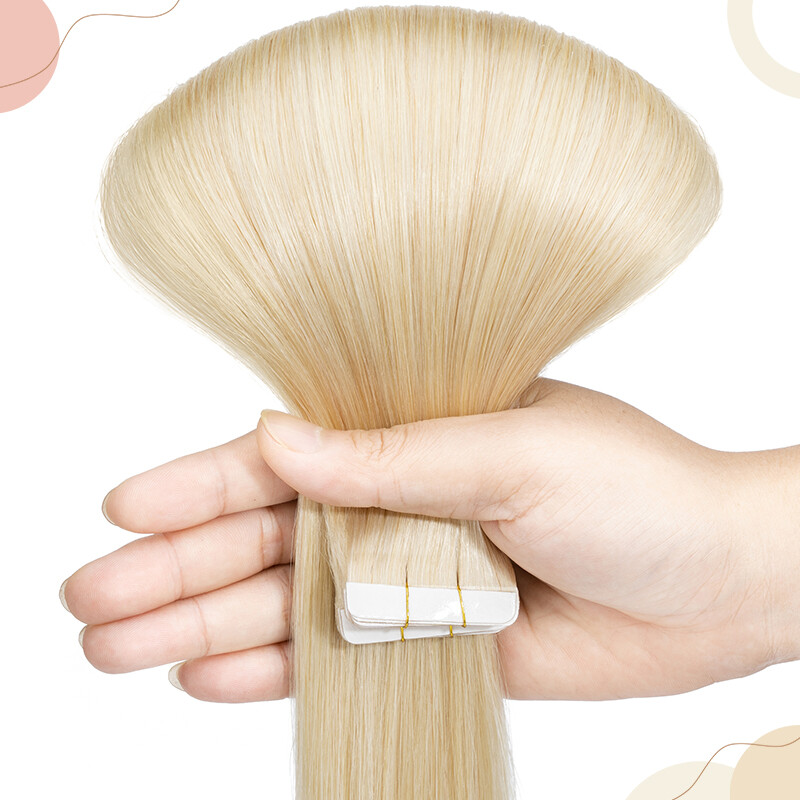HAIRRO Tape In Hair Extensions 12″-24″ Real 100% Remy Human Hair Invisible Blond