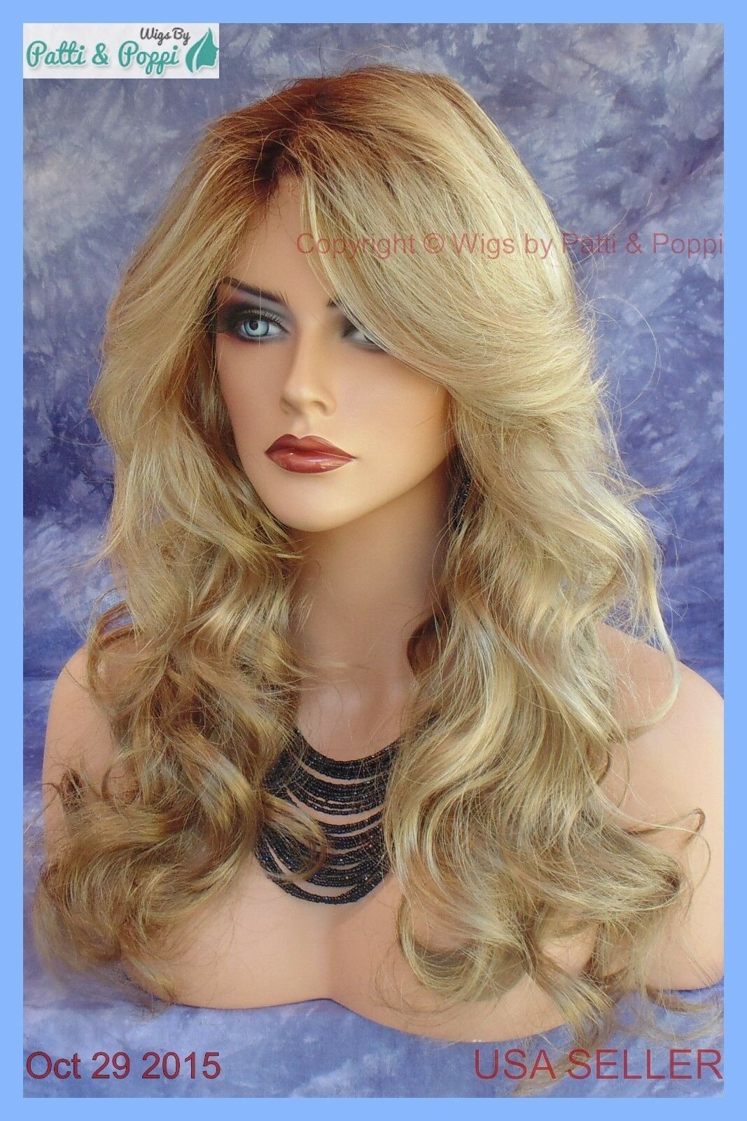 BRIANNA LACE FRONT MONOPART WIG BY ENVY SPARKLING CHAMPAGNE HOT DAZZLING WAVES
