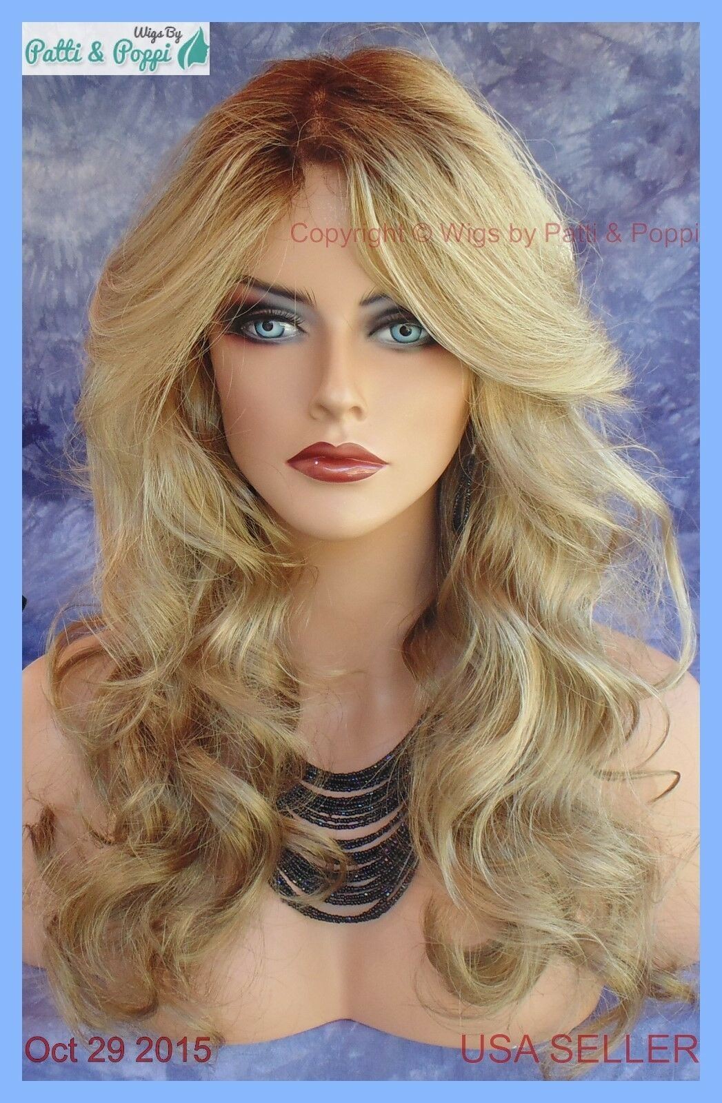 BRIANNA LACE FRONT MONOPART WIG BY ENVY SPARKLING CHAMPAGNE HOT DAZZLING WAVES