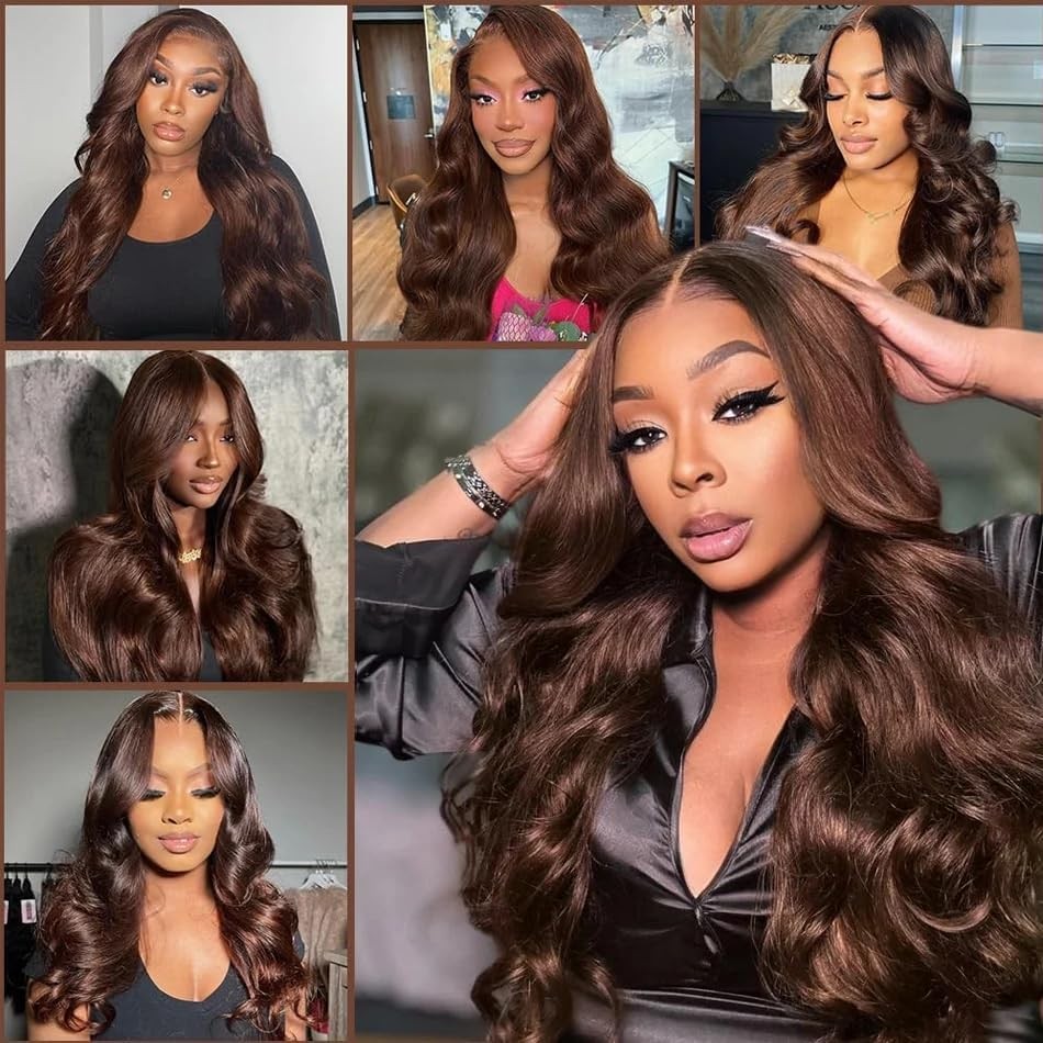 Aonbamds 4 Chocolate Brown Bundles Human Hair Body Wave Bundles 16 16 16 Inch