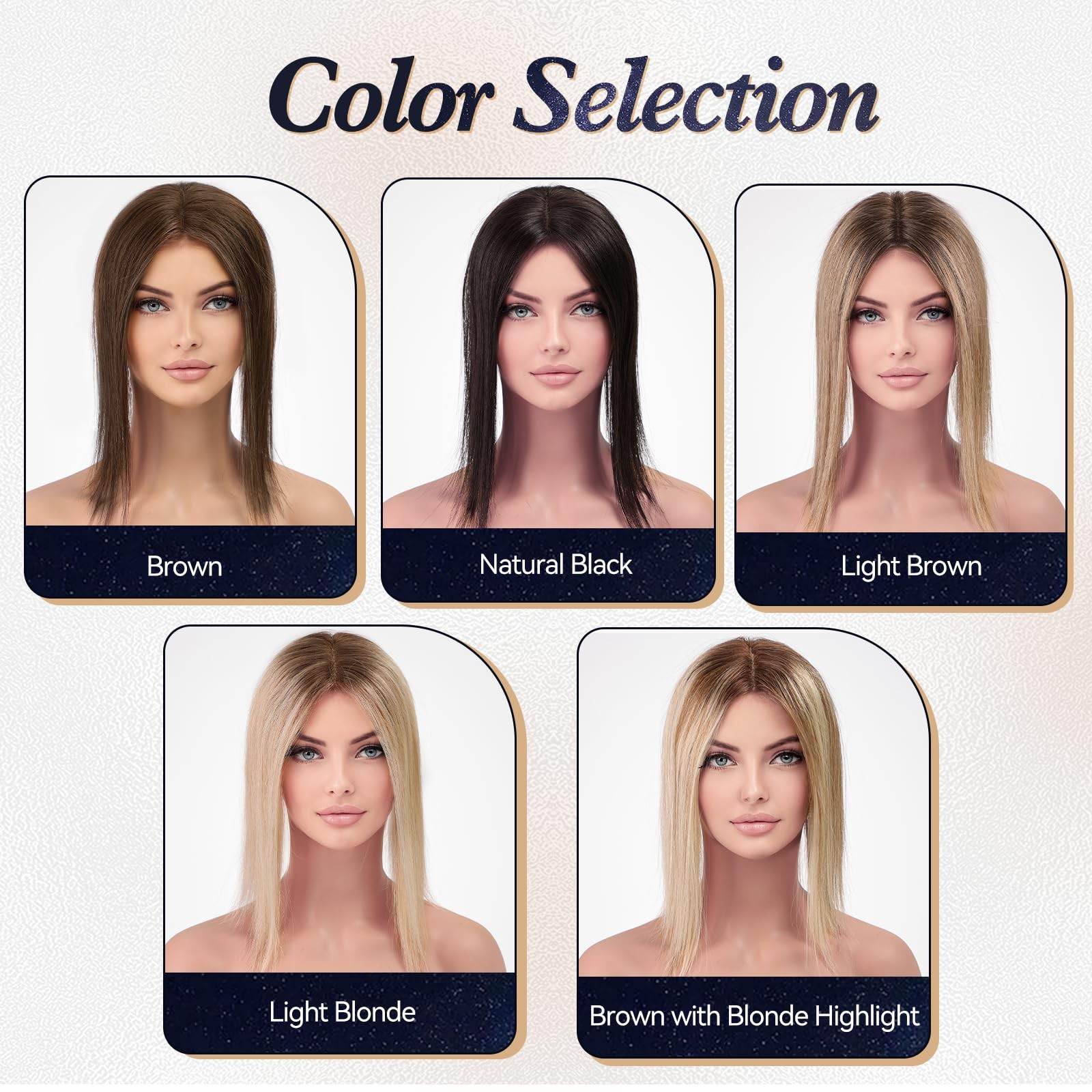 Starluck Hair Toppers For Women Real Human Hair 4.55 Swiss Lace Base Hand-Tied