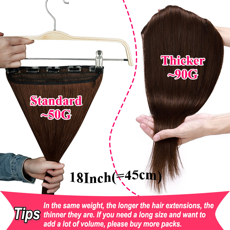 One Piece Clip In Thick Remy Human Hair Extensions 3/4 Full Head Straight & Wavy