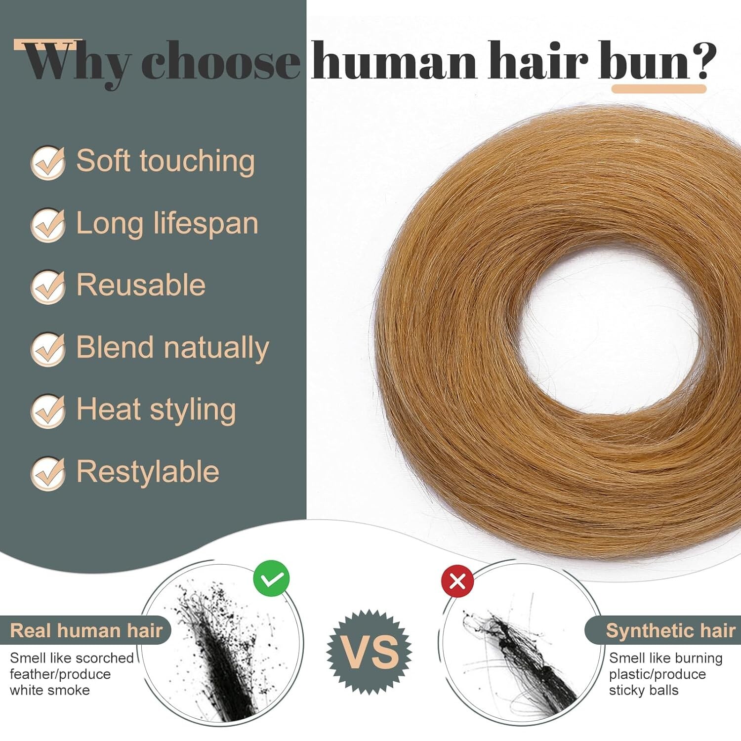 Hairro Human Hair Bun Messy Bun Hair Piece Scrunchies Natural Blonde