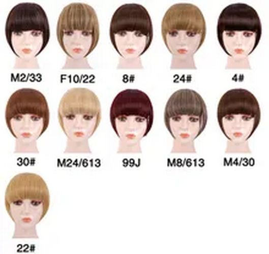 Fake Hair Bangs-Synthetic False Fringe Short Straight Extension Clip Blond Brown