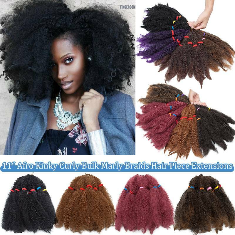 USA Afro Curly Kinky Bulk Braid Braids Hair Extensions Meag Thick Ombre Crochet