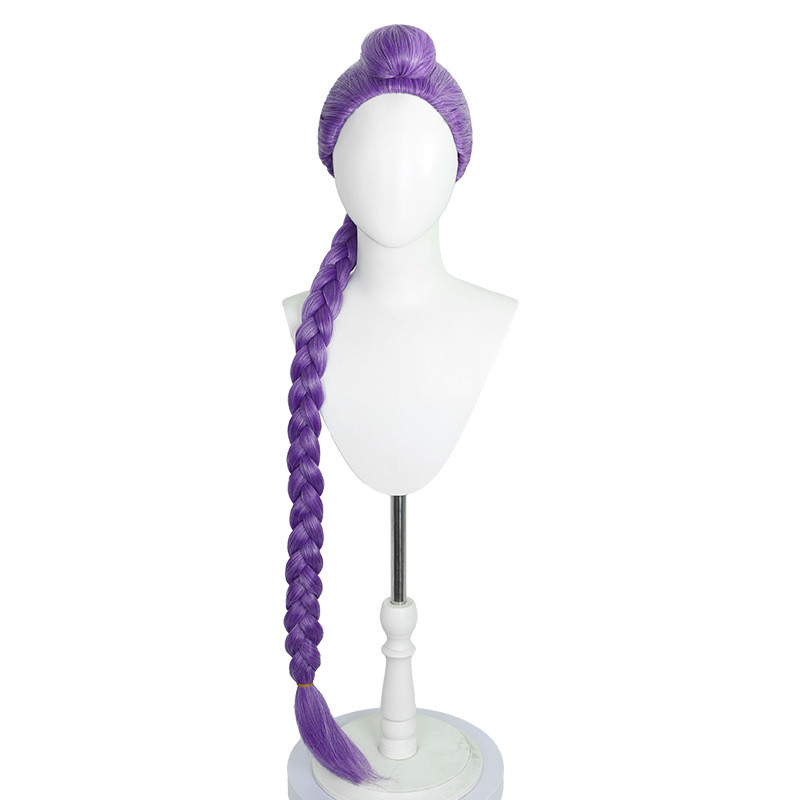 Rumi K-Pop Demon Hunter Wig Set, Purple Long Braid, Black Bob Cut-High Quality