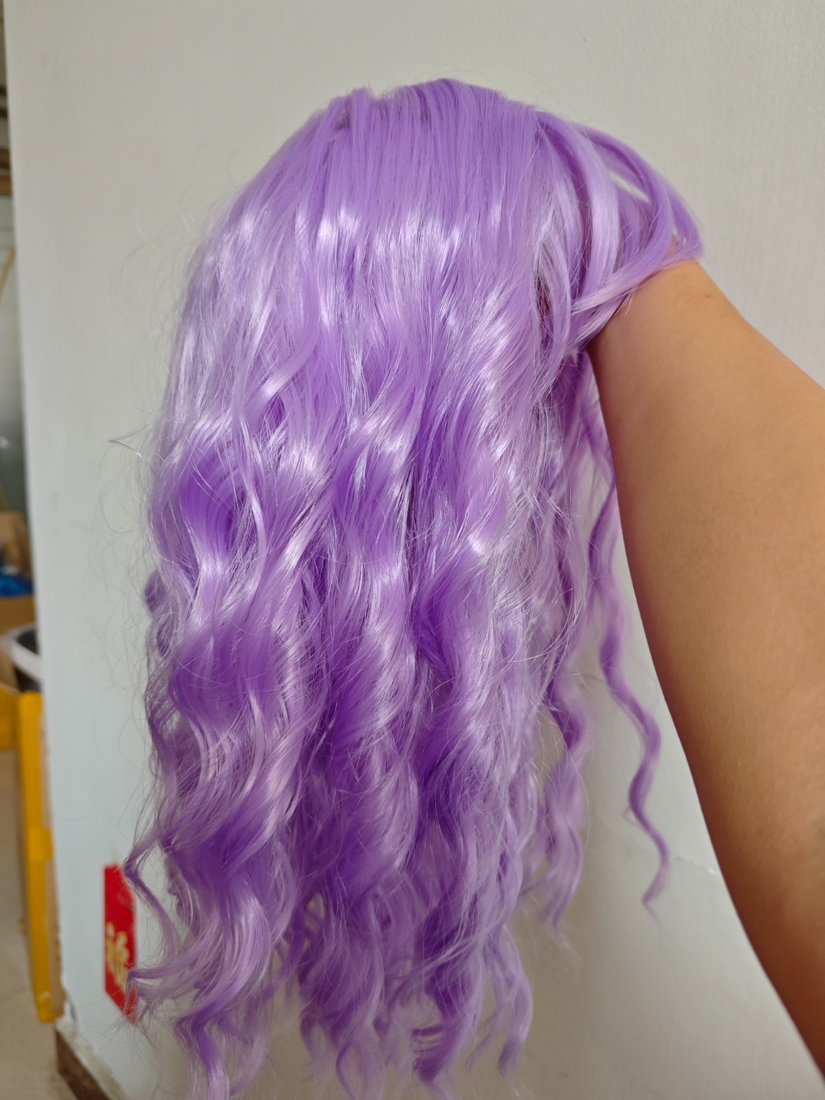Light Purple Wigs for Women 16in Wavy Bob Wig with Bangs Synthetic Hair Cosplay