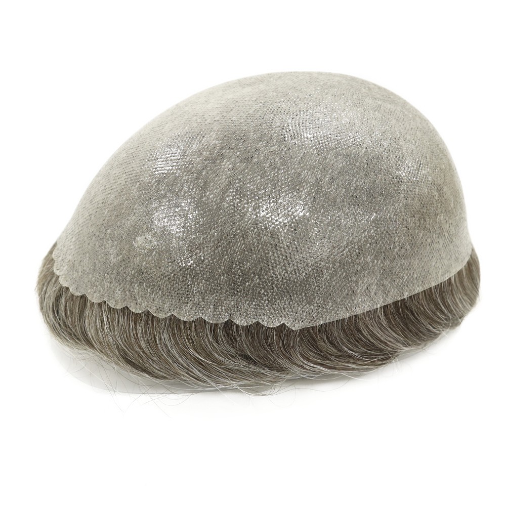 Toupee for Men Human Hair Replacement System Poly Skin Gent Hairpiece 8×10