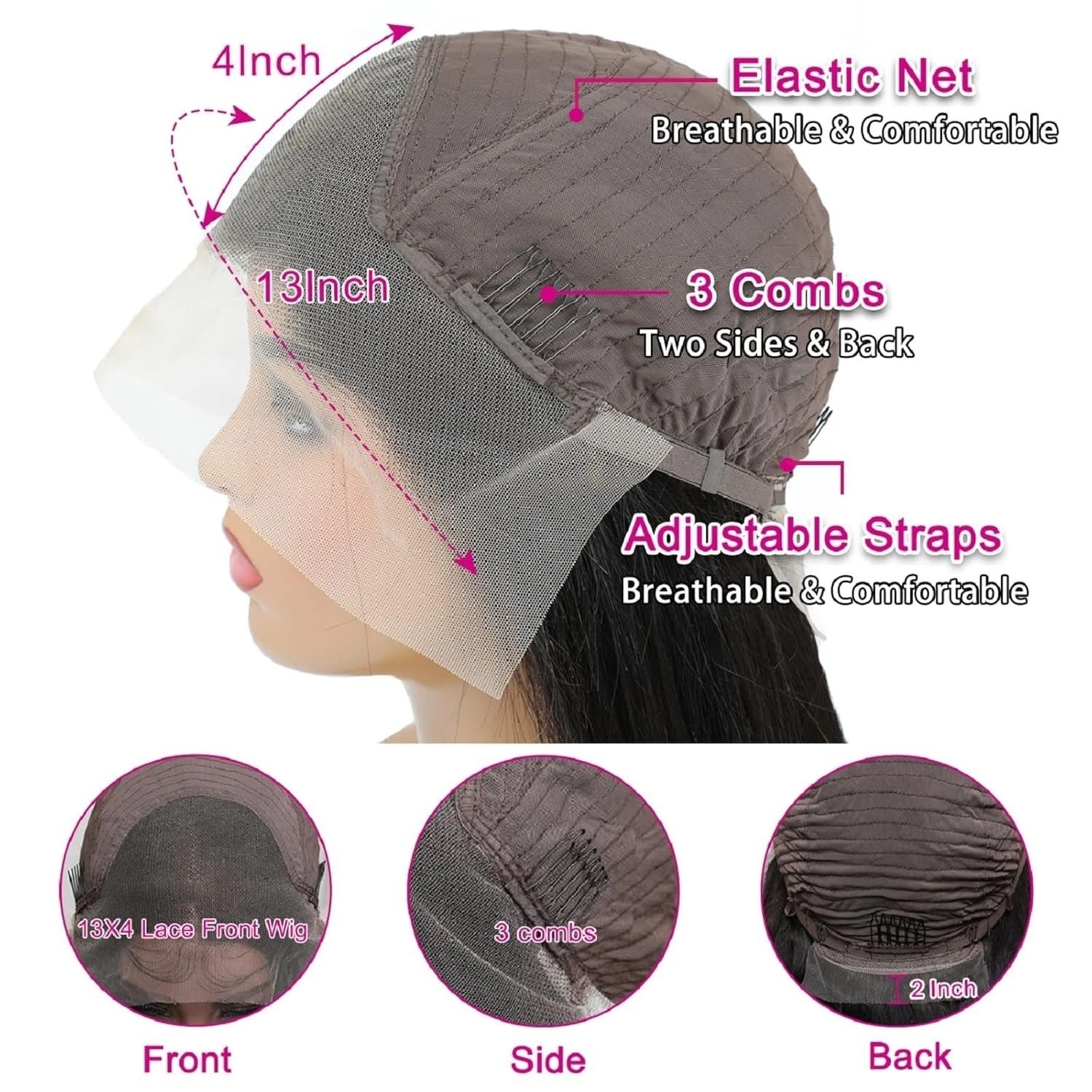 Straight Brazilian Virgin Hair 24 Inch Lace Front Wig – Tangle Free & Durable
