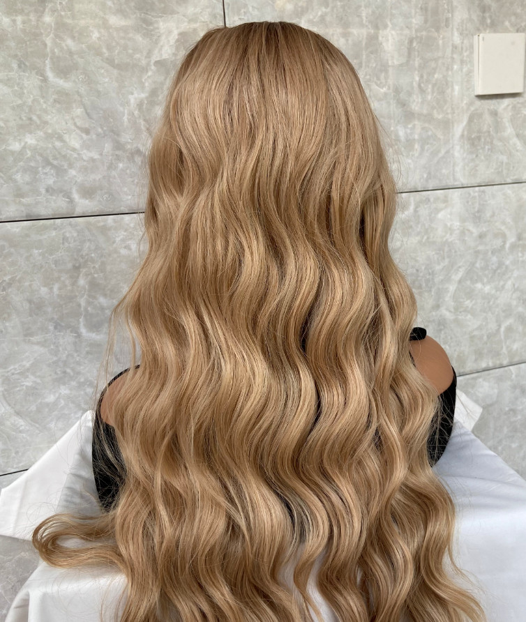 Long Wavy Rooted Blonde Mix Lace Front Synthetic Hair Wigs Women Soft Natural