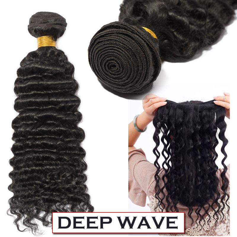 8A 100G/Bundle Wave Brazilian Peruvian Indian Virgin Human Hair Deep Curly Wave