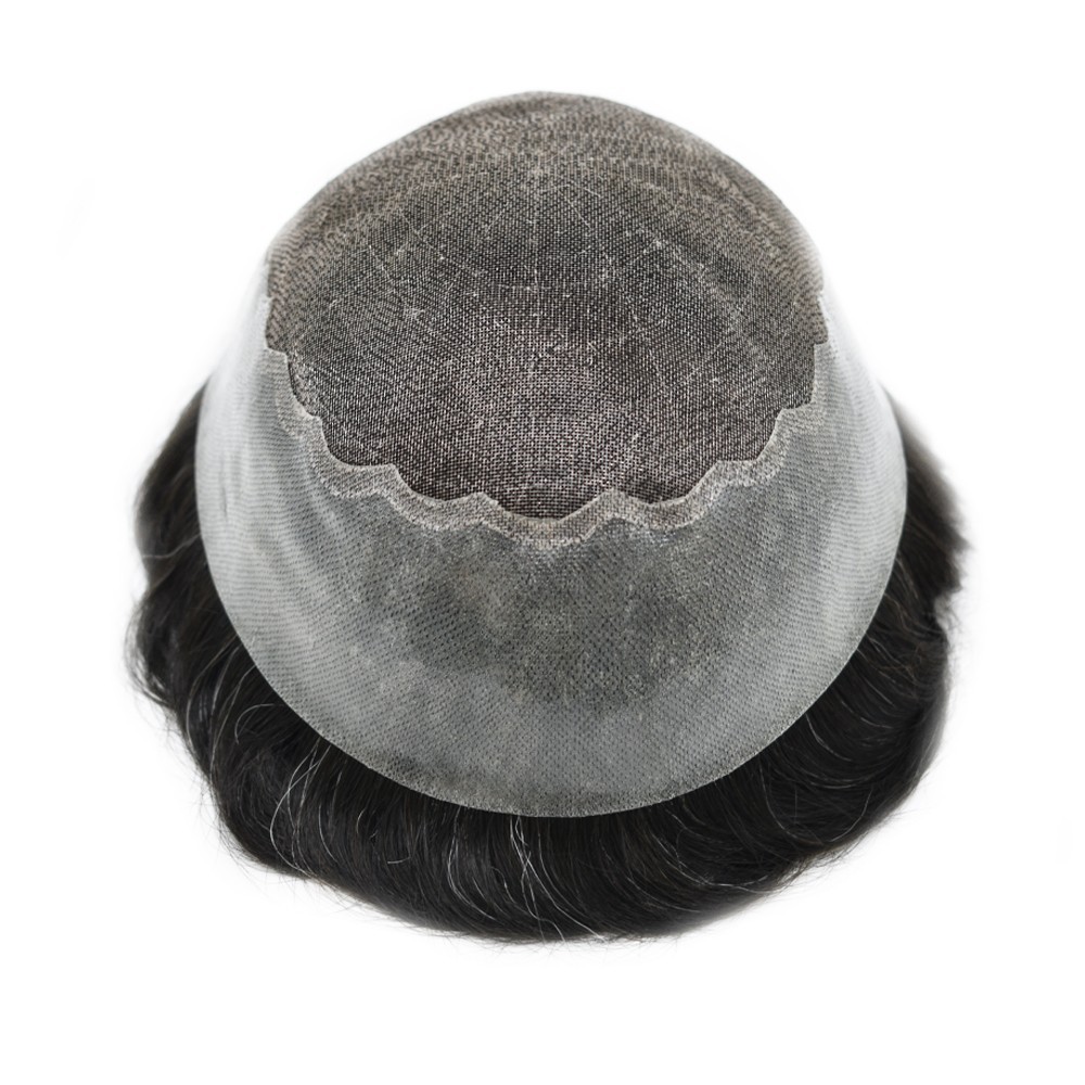 Mens Hair Piece System Swiss Welded Mono Lace Wig Toupee for Men PU Skin Unit US
