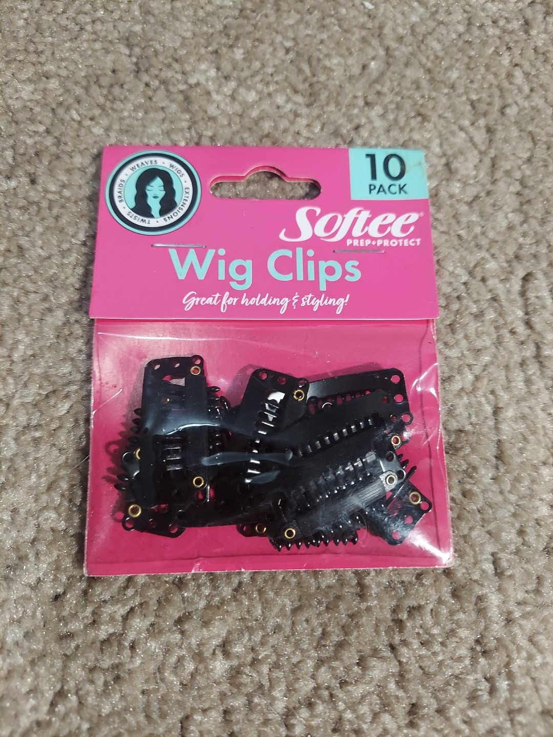 Softee 10 Pack SMALL Black Wig Clips , Brand New Sealed Packed