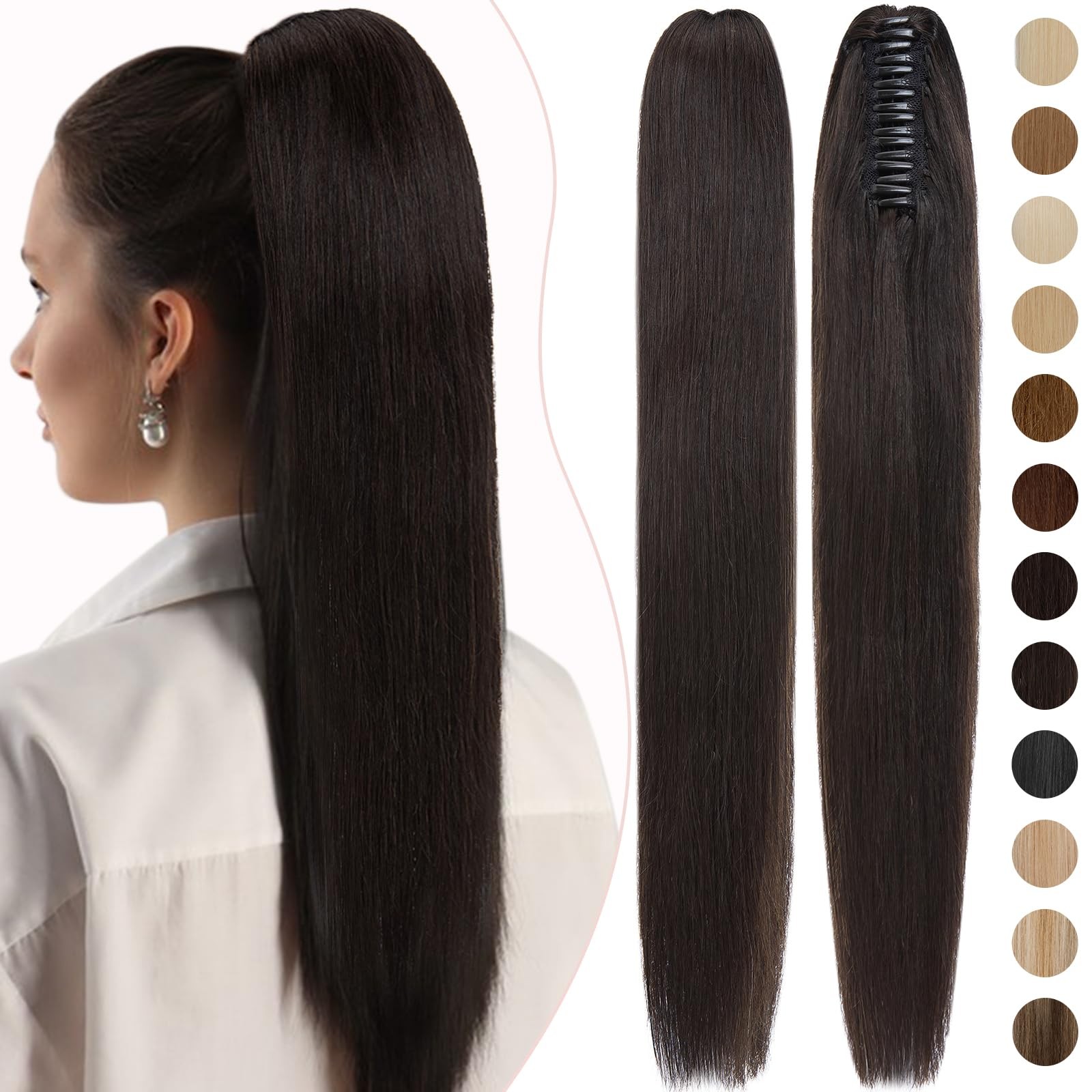 Rich Choices Claw Clip Ponytail Extension Real Human Hair Clip In Long Remy