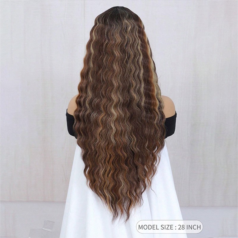 Deep Wave Long Curly Wig for African Women Heat Resistant Synthetic Wig