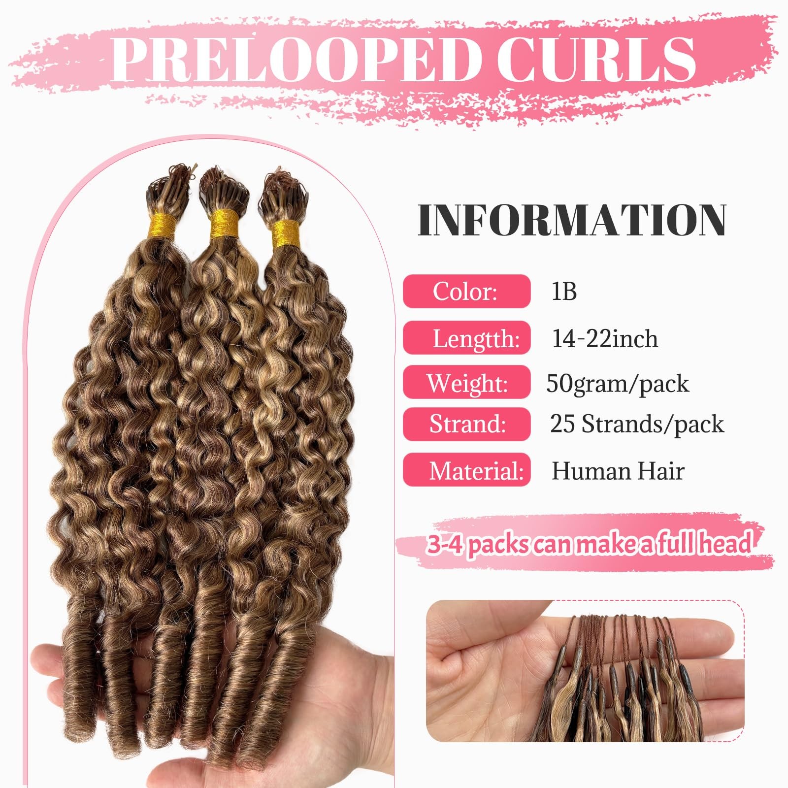 Smartinnov Ombre Crochet Human Hair Extensions 22 Inch Micro Pre Looped Burmese
