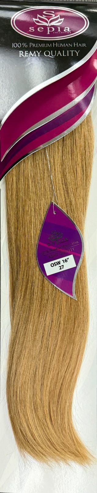 Sepia Premium Remy 100% Human Hair Extensions 16″ Silky Straight #27 Honey Brown