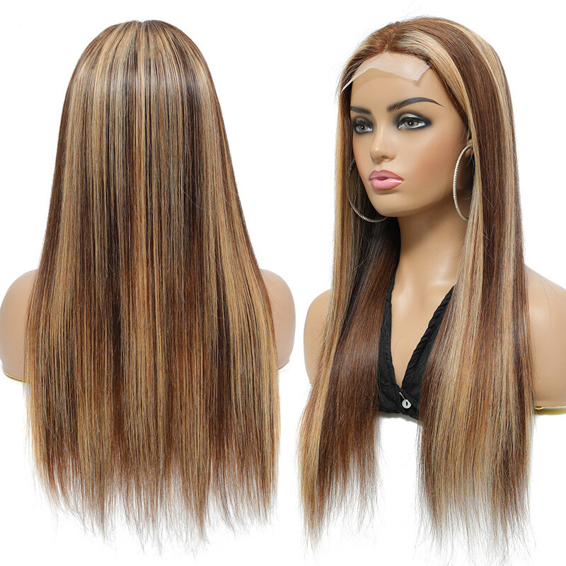13*4 Lace Front Wig Brazilian 100% Human Hair P4/27 Silky Straight Body Wave