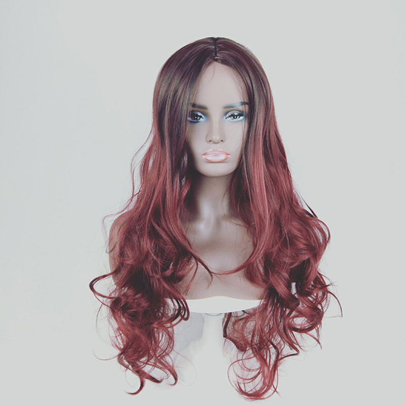 Wigs for woman Long Layered Wavy Curly Black Ombre Red Blonde Synthetic Hair