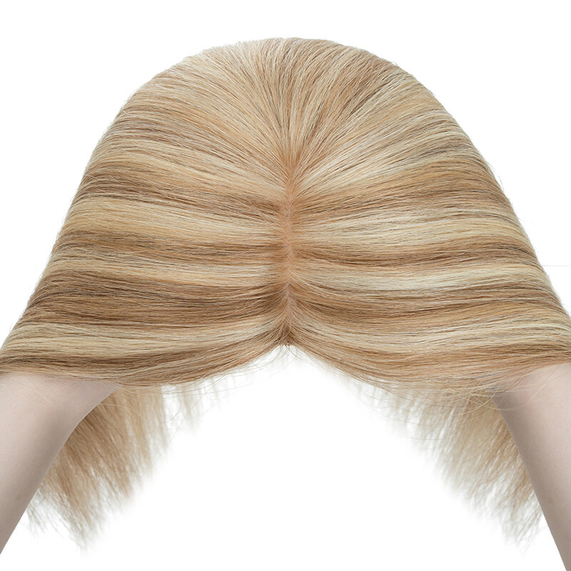 Women’s 100% Remy Human Hair Topper Clip In Hairpiece Silk Base Toupee 13*15cm