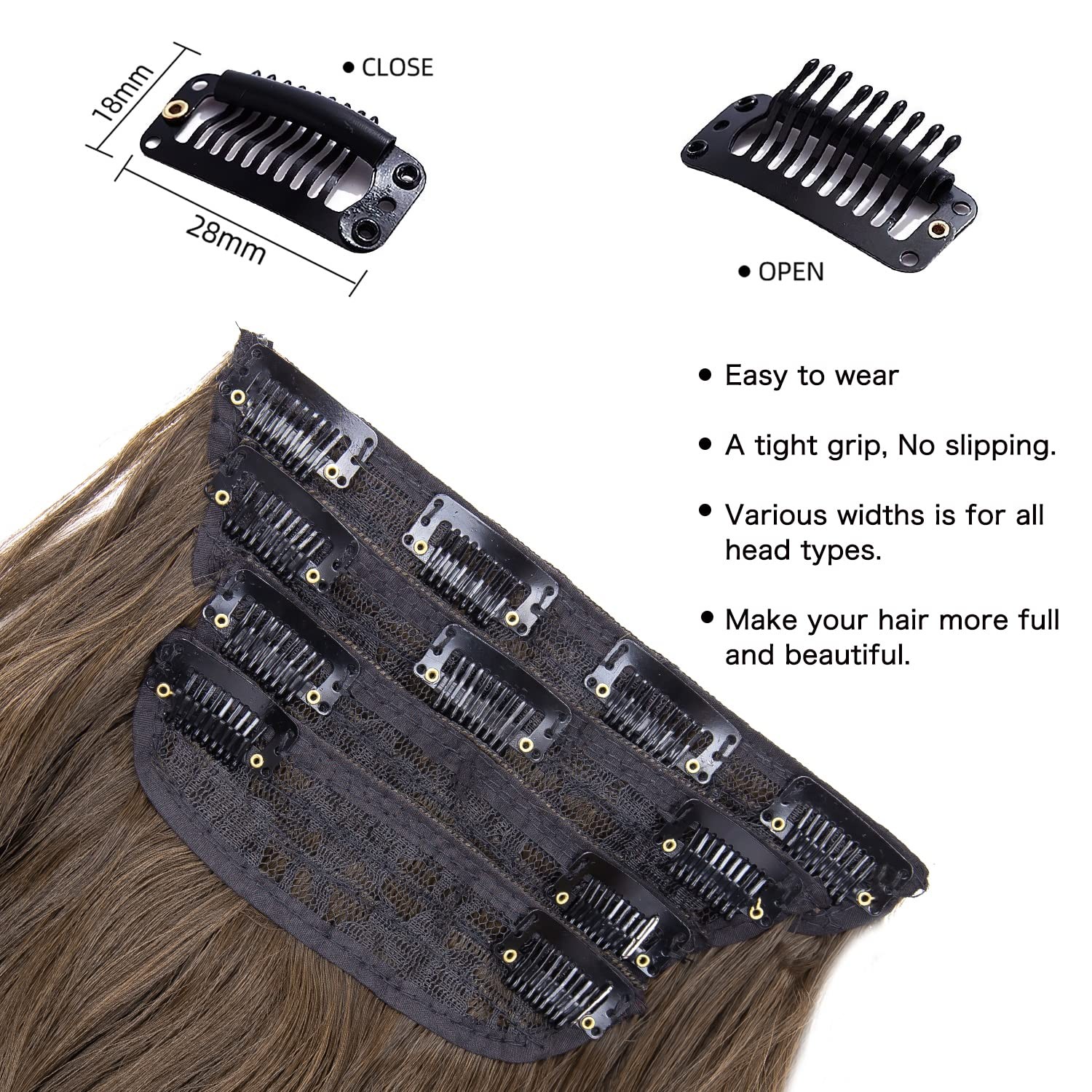 4Pcs Synthetic Clip in Hair Extensions, 20 Inches Long Curly Hair Extensions …