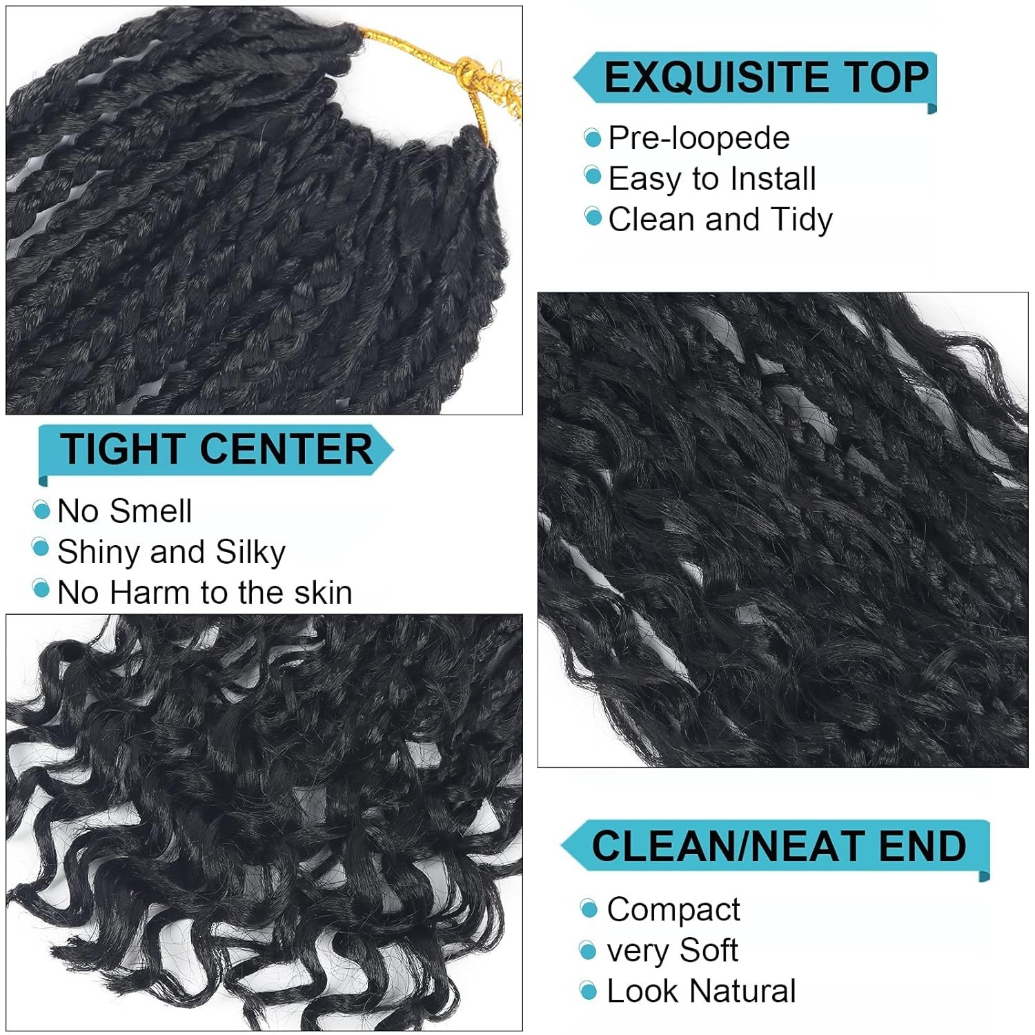 Goddess Bohemian Box Braids – 14 Inch Curly Synthetic Hair Extensions, Pack of 8
