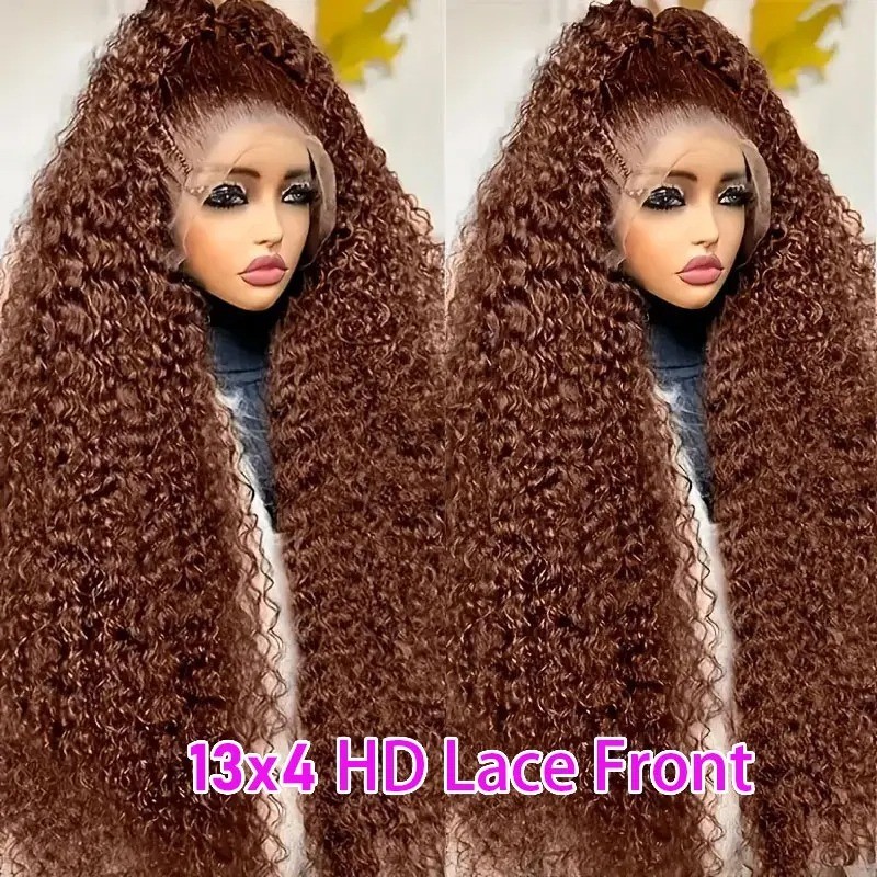 Chocolate Brown Deep Wave 13×6 Lace Front Wig Wig Human Hair Water Wave