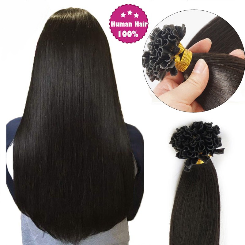 Pre Bonded Fusion U Tip Human Hair Extensions Keratin Nail Tip Remy Hair 100S