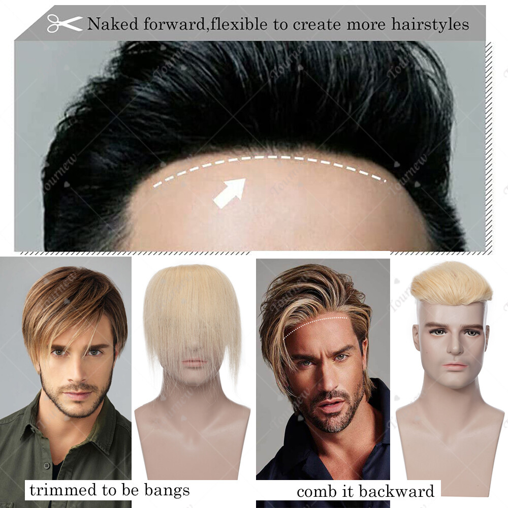 Invisible Men’s Hair Replacement System Toupee Hairpiece Front Lace Silk Skin US