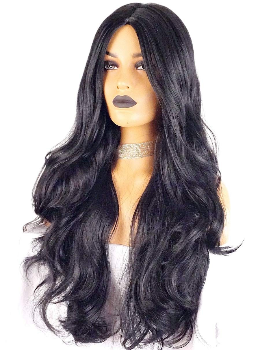 Long black straight Angel’s Desire wig Costume 30 in wig Wavy Curly 29.5 inch…