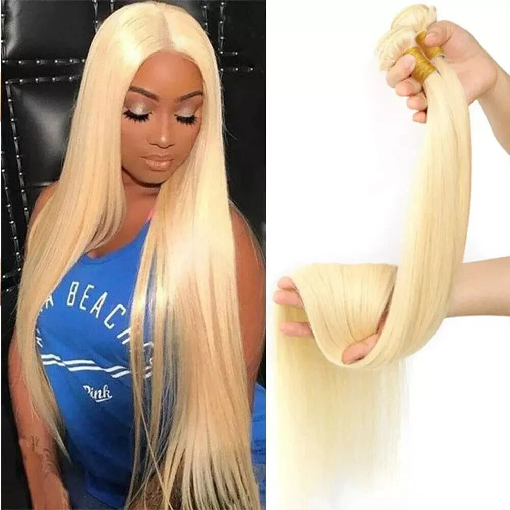 12A PURE BLONDE 613# BRAZILIAN HUMAN HAIR 2BUNDLES 200g 30+30INC SILKY STRAIGHT