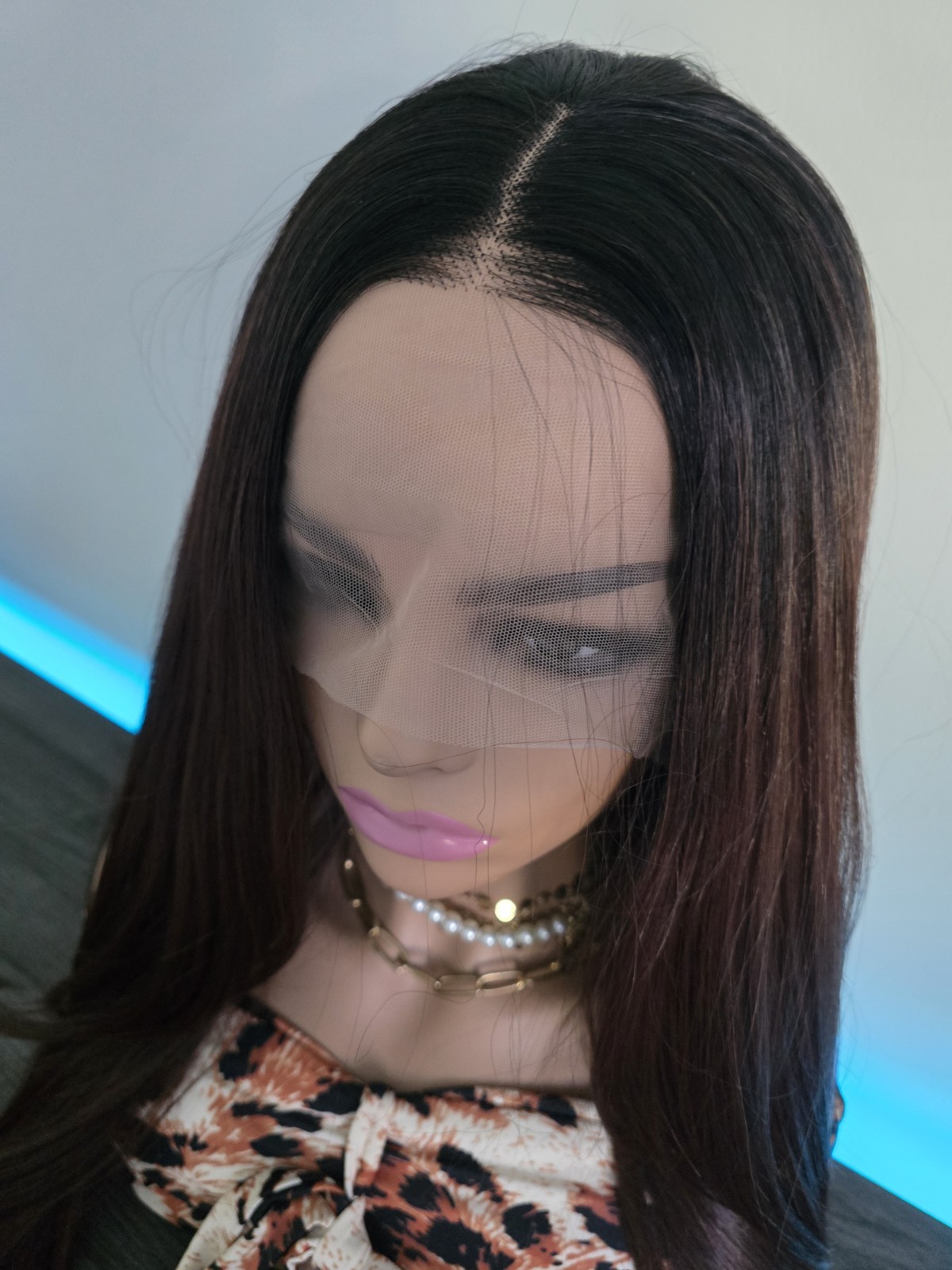 HD Lace Front Wig Human Hair Blend Highlights Wavy Curly Honey BROWN Blonde