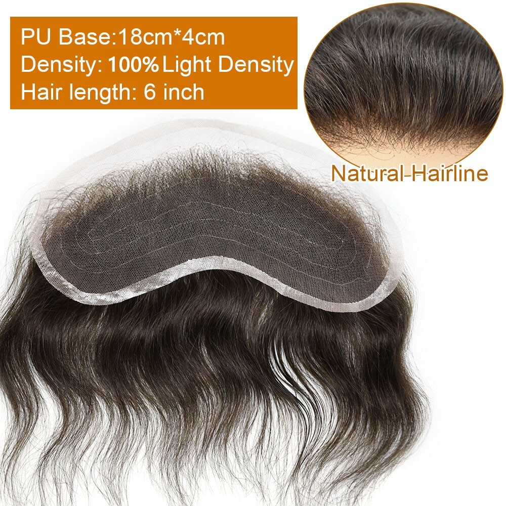 Mens Frontal Hairpiece Full French Lace Forehead Hairline for Receding Hairline