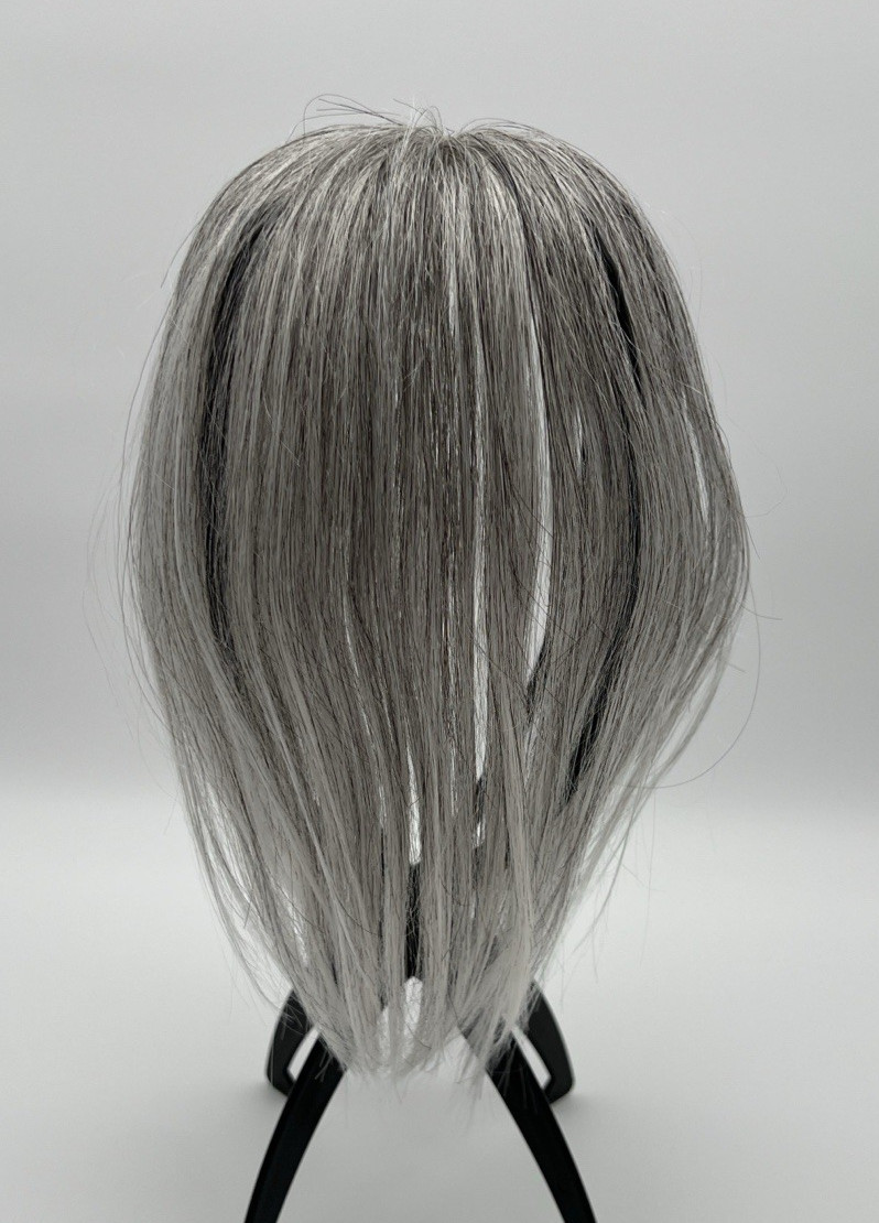 Light Gray Black Strands 10in 100% Human Women Hair Topper