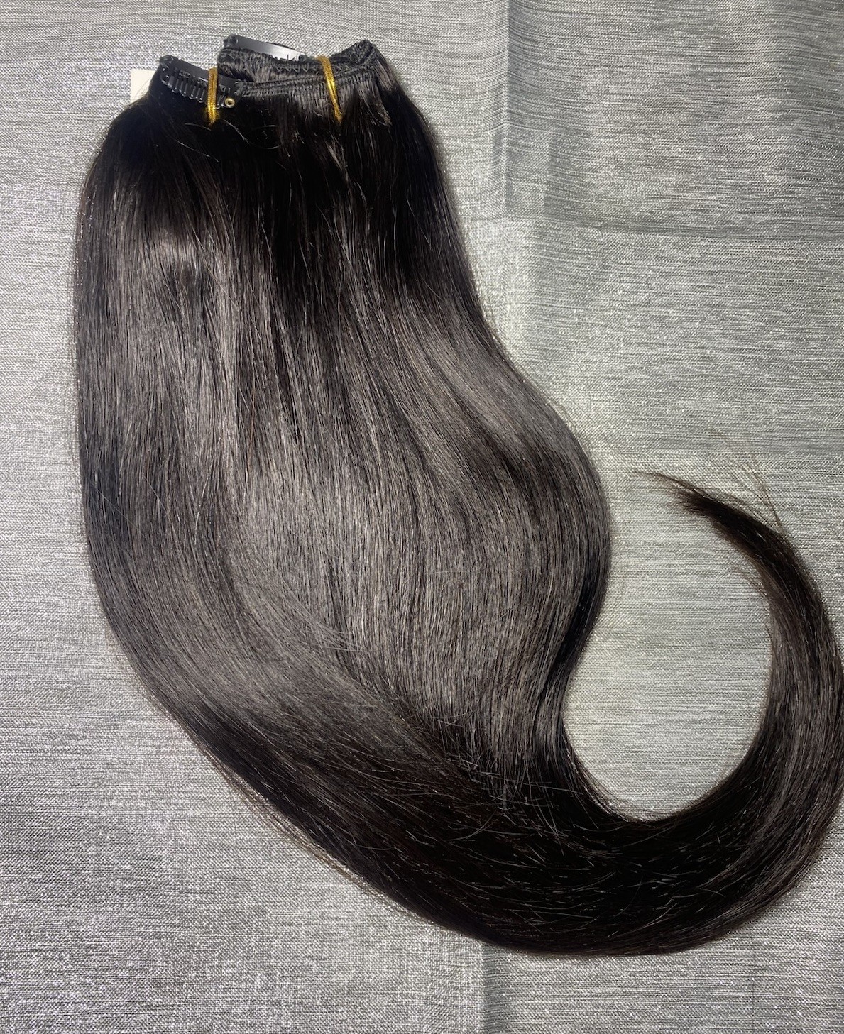 Sunya 18″ Double Weft Clip In Human Hair Extensions 1B Natural Black 8Pcs 120g