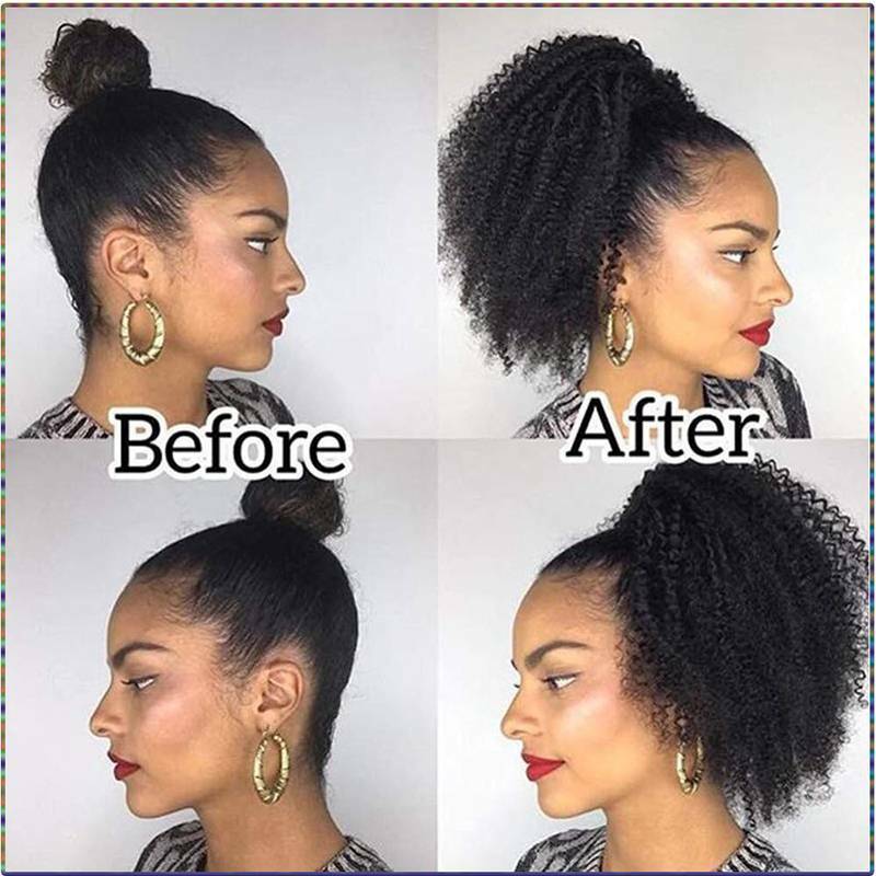 Extra Thick Curly Wavy Bun Drawstring Ponytail Hair Piece Extension Black Brown