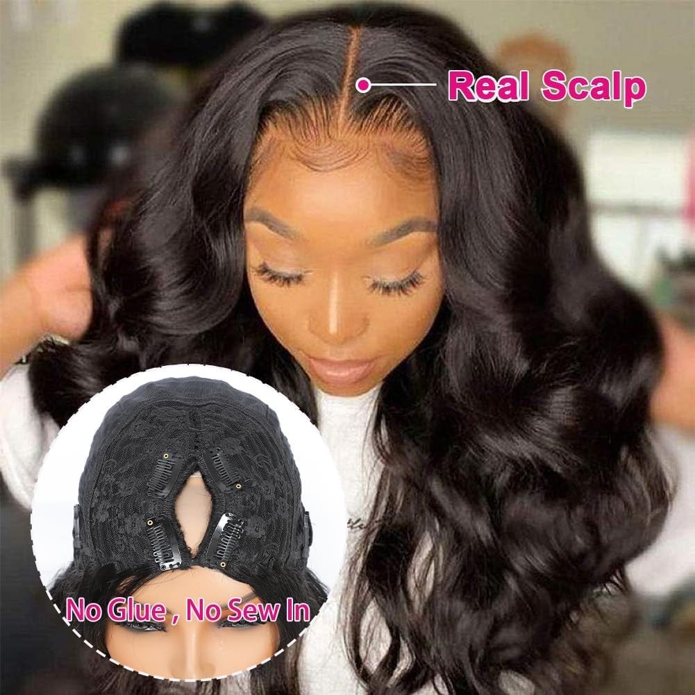 Nzinzi V Part Wig Human Hair Body Wave Upgrade U Part Human Hair Wig Clips