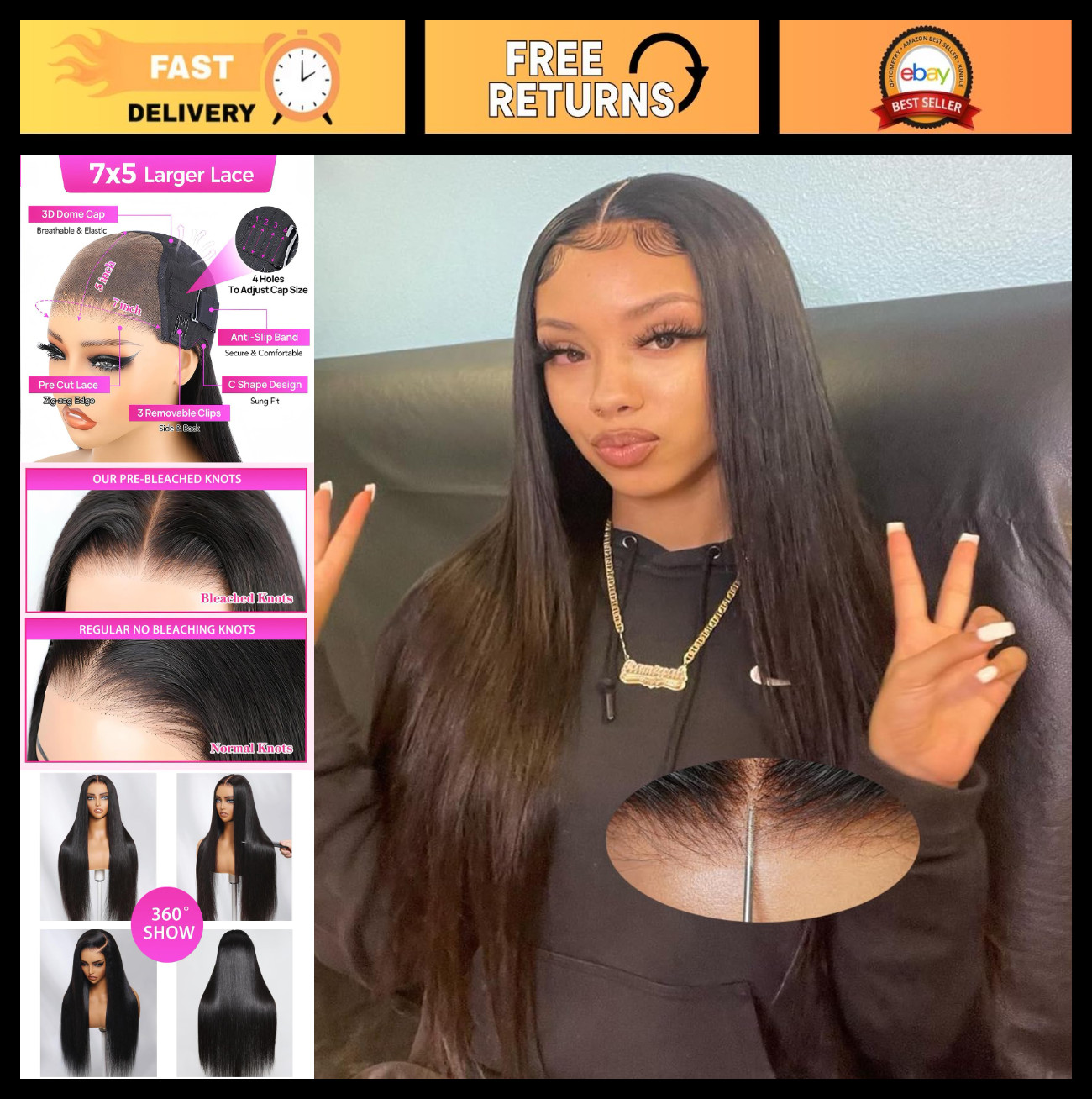 20 Inch 200% Density HD Lace Front Wig – Glueless, Pre Plucked, Natural Hairline