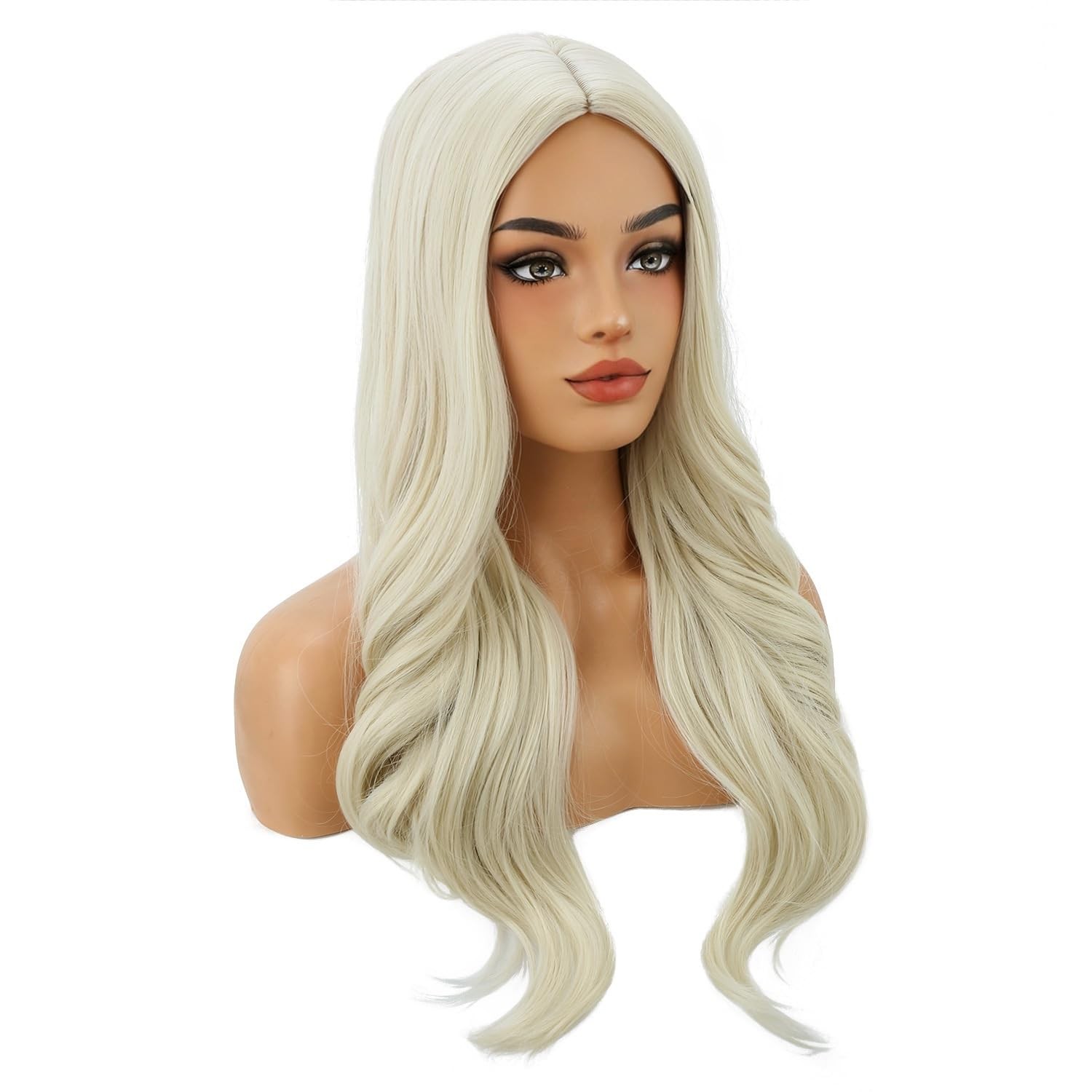 Blonde Wigs for Women Girls Long Curly Wavy Wig Light Blonde Middle Part Hair…
