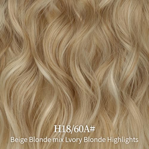 Invisible Wire Hair 20 Inch Beige Blonde mix Lvory Blonde Highlights