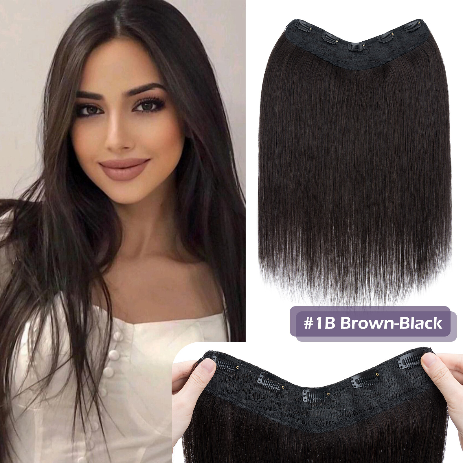 AAA+ V-Shaped One Piece Clip In Remy Human Hair Extensions Blonde 3/4 Full Head