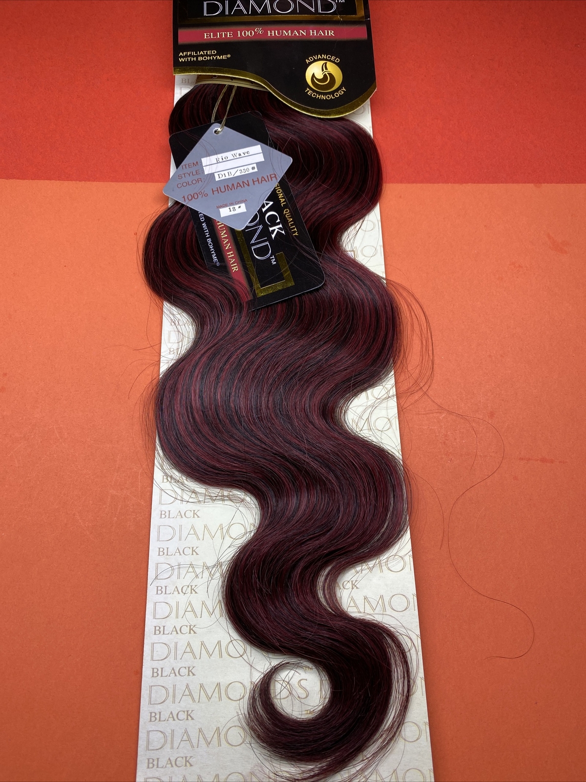BLACK DIAMOND Human Weave Hair_RIO_WAVE_18″_#D1B/330